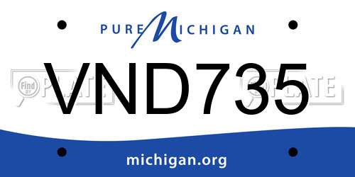 VND735 Michigan License Plate