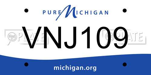 VNJ109 Michigan License Plate