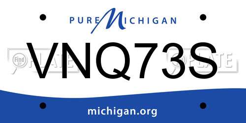 VNQ73S Michigan License Plate