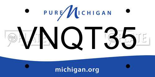 VNQT35 Michigan License Plate