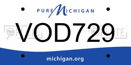 VOD729 Michigan License Plate