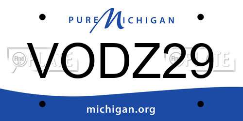 VODZ29 Michigan License Plate