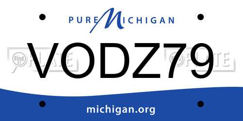 VODZ79 Michigan License Plate