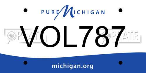 VOL787 Michigan License Plate