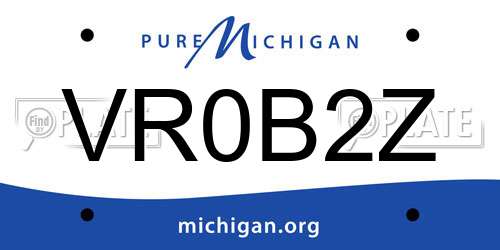VR0B2Z Michigan License Plate