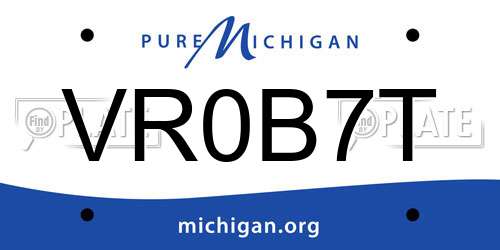 VR0B7T Michigan License Plate
