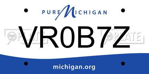 VR0B7Z Michigan License Plate