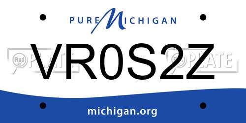 VR0S2Z Michigan License Plate