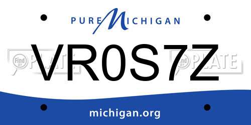 VR0S7Z Michigan License Plate