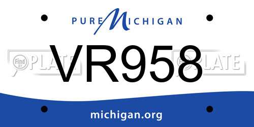 VR958 Michigan License Plate