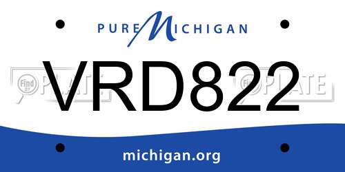 VRD822 Michigan License Plate