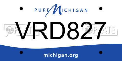 VRD827 Michigan License Plate
