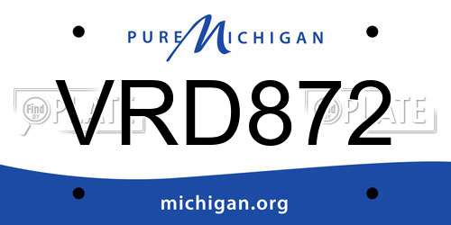 VRD872 Michigan License Plate