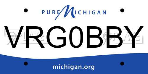 VRG0BBY Michigan License Plate