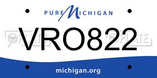 VRO822 Michigan License Plate