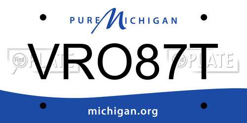 VRO87T Michigan License Plate