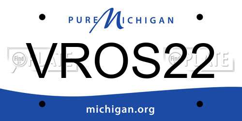 VROS22 Michigan License Plate