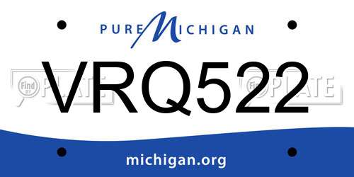 VRQ522 Michigan License Plate