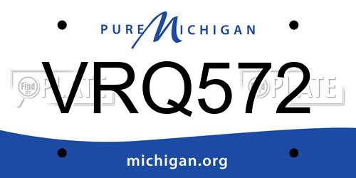 VRQ572 Michigan License Plate