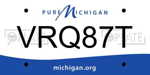 VRQ87T Michigan License Plate