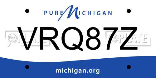 VRQ87Z Michigan License Plate