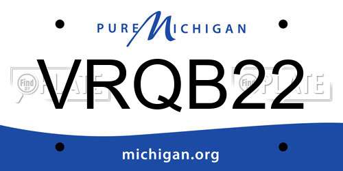 VRQB22 Michigan License Plate