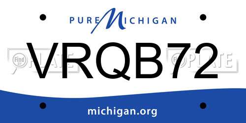VRQB72 Michigan License Plate