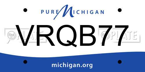 VRQB77 Michigan License Plate