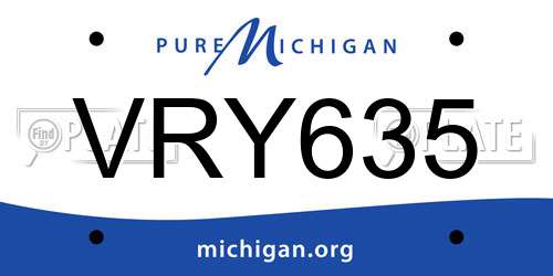 VRY635 Michigan License Plate