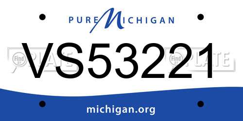 VS53221 Michigan License Plate