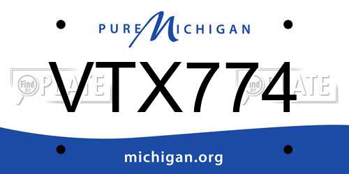 VTX774 Michigan License Plate
