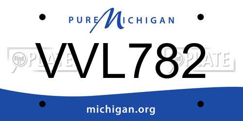 VVL782 Michigan License Plate