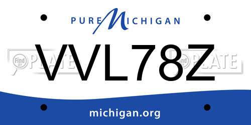VVL78Z Michigan License Plate