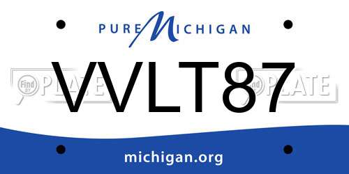 VVLT87 Michigan License Plate
