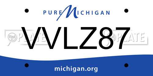 VVLZ87 Michigan License Plate