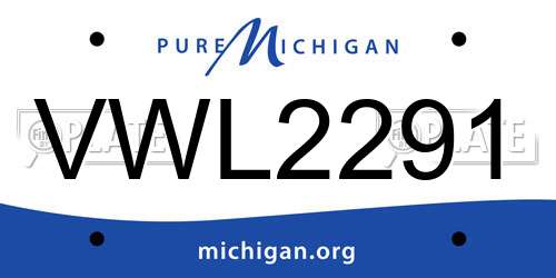VWL2291 Michigan License Plate