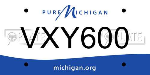 VXY600 Michigan License Plate