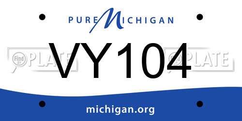 VY104 Michigan License Plate