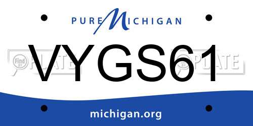 VYGS61 Michigan License Plate