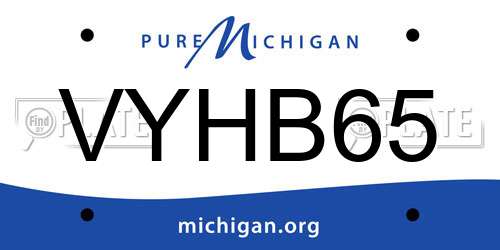 VYHB65 Michigan License Plate