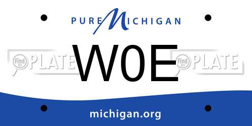 W0E Michigan License Plate