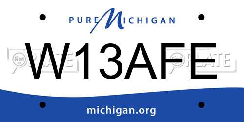 W13AFE Michigan License Plate