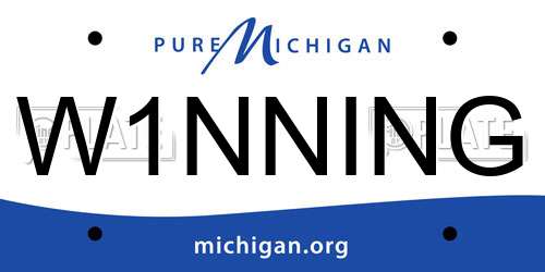W1NNING Michigan License Plate