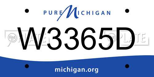 W3365D Michigan License Plate
