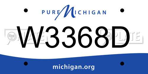W3368D Michigan License Plate