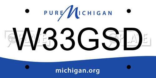 W33GSD Michigan License Plate