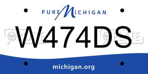 W474DS Michigan License Plate