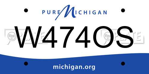 W474OS Michigan License Plate
