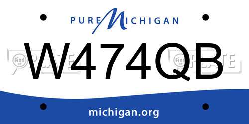 W474QB Michigan License Plate