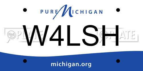 W4LSH Michigan License Plate